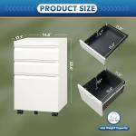 3-Drawer Mobile File Cabinet with Lock - White