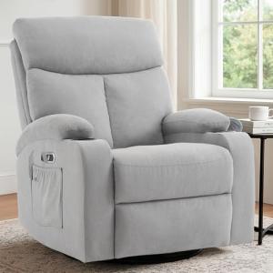 Light Grey Electric Swivel Rocker Recliner Chair