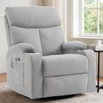 Light Grey Electric Swivel Rocker Recliner Chair