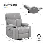 Light Grey Electric Swivel Rocker Recliner Chair