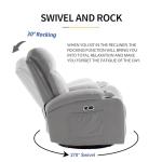 Light Grey Electric Swivel Rocker Recliner Chair