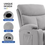Light Grey Electric Swivel Rocker Recliner Chair