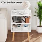 Mid-century Modern White Nightstand with Storage Shelf