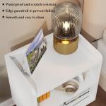 Mid-century Modern White Nightstand with Storage Shelf