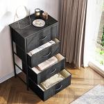 Black 4-Drawer Fabric Dresser with Wood Top