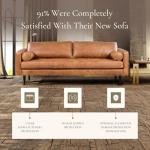 Cognac Tan Leather Mid Century Sofa with Bolsters