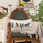 Teal Blue Hand-Painted Lumbar Throw Pillow