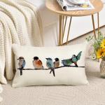 Teal Blue Hand-Painted Lumbar Throw Pillow