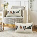 Teal Blue Hand-Painted Lumbar Throw Pillow