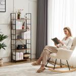 Tall 5-Tier Industrial Bookshelf in Rust Brown