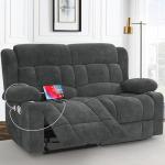 Minimalist Gray Loveseat Recliner with USB Ports
