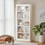 Furniwell 5-Shelf Tall White Bookcase Display