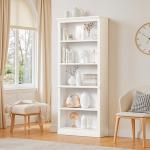 Furniwell 5-Shelf Tall White Bookcase Display