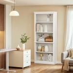 Furniwell 5-Shelf Tall White Bookcase Display