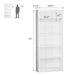 Furniwell 5-Shelf Tall White Bookcase Display