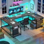 YITAHOME Reversible U Shaped Desk with Power Outlets