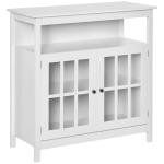 HOMCOM White Sideboard Buffet Cabinet with Glass Doors