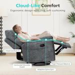 Gray Swivel Rocker Recliner Chair for Small Spaces