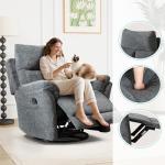 Gray Swivel Rocker Recliner Chair for Small Spaces