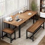 Extendable 5-Piece Walnut Dining Table Set