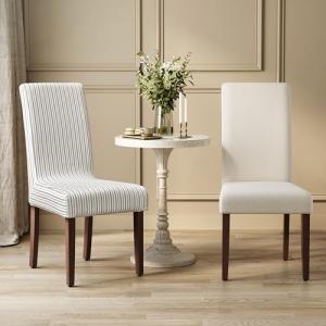 Set of 2 Cream White Dining Chairs