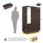 Brown 3-Door LED Mirror Armoire with Storage