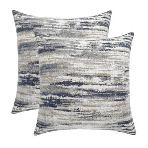Navy Blue Striped Throw Pillow Covers – Set of 2