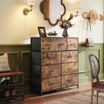 9-Drawer Rustic Fabric Storage Tower Dresser