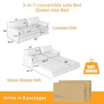Beige 3-in-1 Convertible Futon Sofa Bed