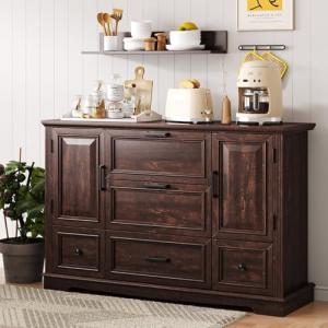 Rustic 48" Farmhouse Buffet Cabinet with Storage