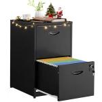 Metal 2 Drawer File Cabinet with Lock - Black