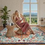 Bohemian Floral Medallion 4x6 Area Rug