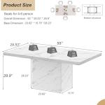 Modern 55-Inch White Faux Marble Dining Table