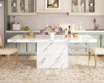 Modern 55-Inch White Faux Marble Dining Table