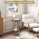 Small Round Side Table with Lower Shelf