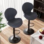 Set of 3 Modern Swivel Bar Stools in Grey