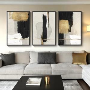 Large Black and White Abstract Canvas Wall Art