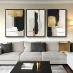 Large Black and White Abstract Canvas Wall Art