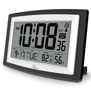 Atomic Clock with Temp & Humidity Monitor – 12.5 Inch