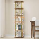 Gold 5-Tier Rotating Bookshelf for Small Spaces