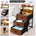 Rustic Brown Nightstands Set of 2 with LED Light