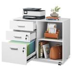 White 3-Drawer Locked File Cabinet with Shelves