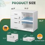 White 3-Drawer Locked File Cabinet with Shelves