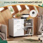 White 3-Drawer Locked File Cabinet with Shelves