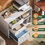 White 3-Drawer Locked File Cabinet with Shelves