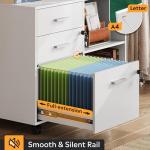 White 3-Drawer Locked File Cabinet with Shelves