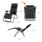 Adjustable Zero Gravity Folding Lounge Chair, Black