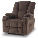 MCombo Dark Brown Electric Recliner Chair with USB