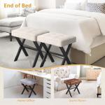 LUE BONA Square Linen Ottoman Foot Stool