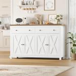 White Buffet Sideboard Cabinet with Storage Drawers